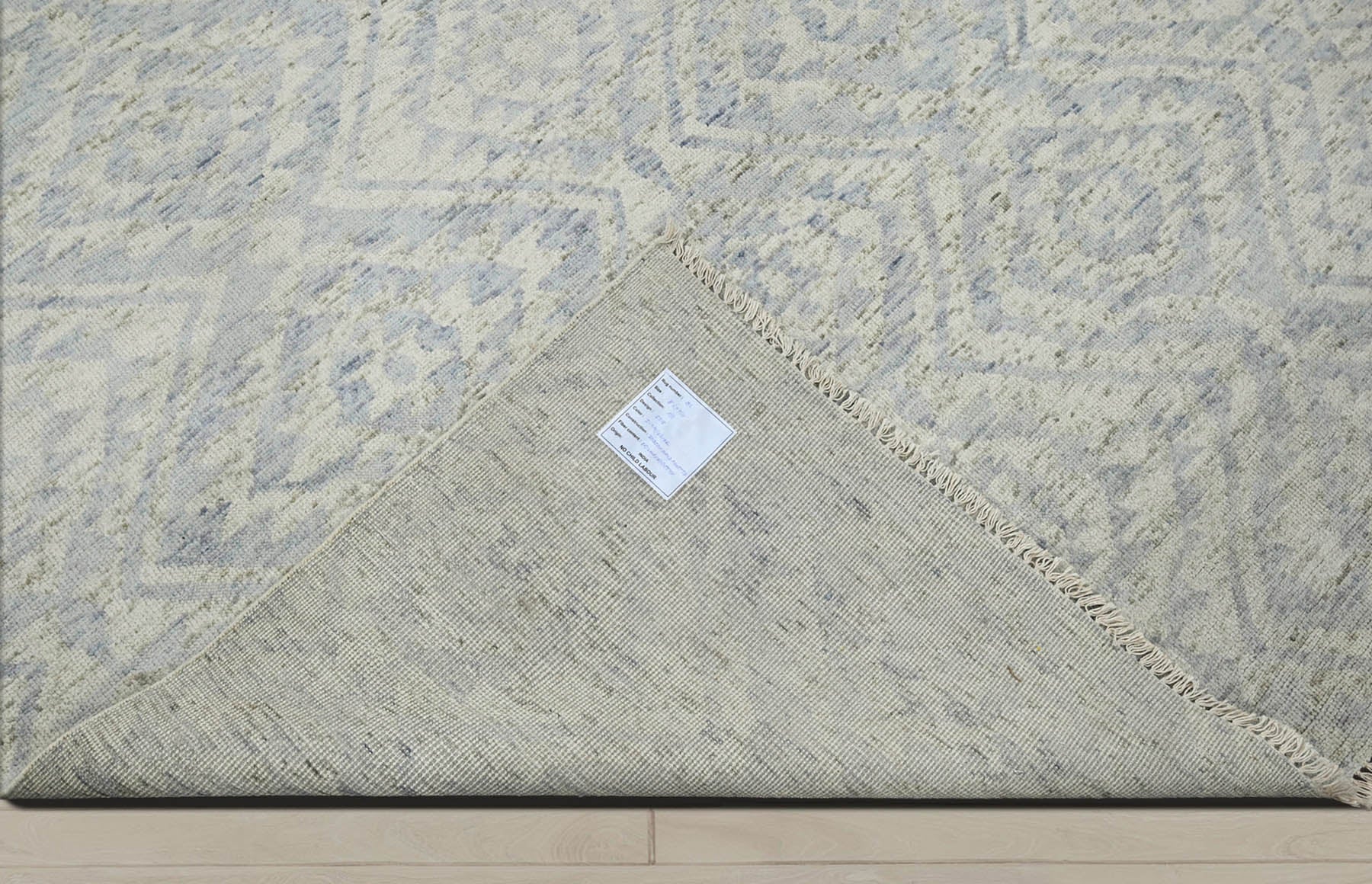 Multi Size Gray Beige Blue Color Hand Knotted  Wool Transitional Oriental Rug
