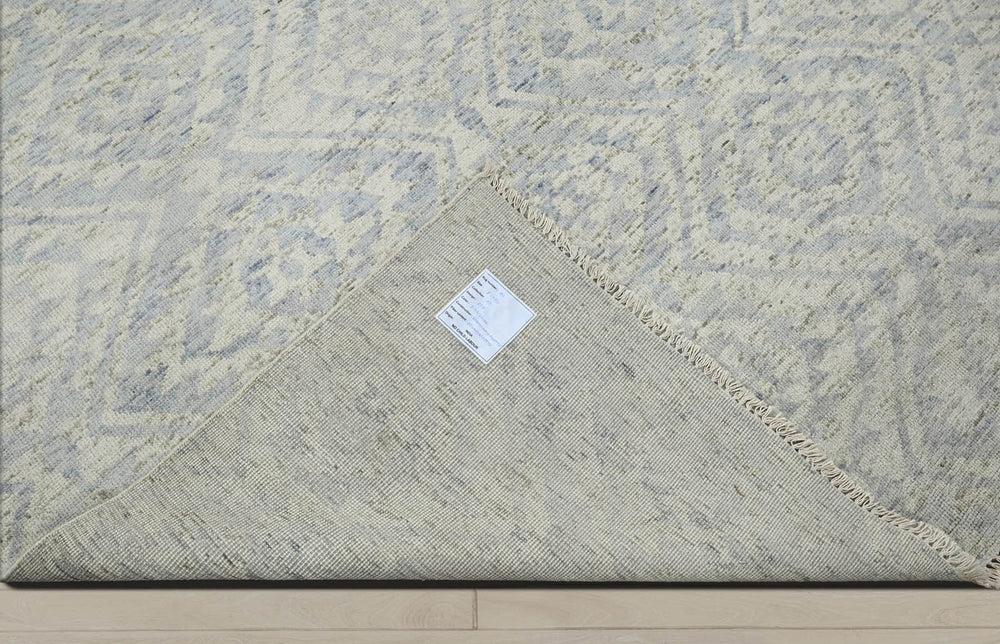 Multi Size Gray Beige Blue Color Hand Knotted  Wool Transitional Oriental Rug