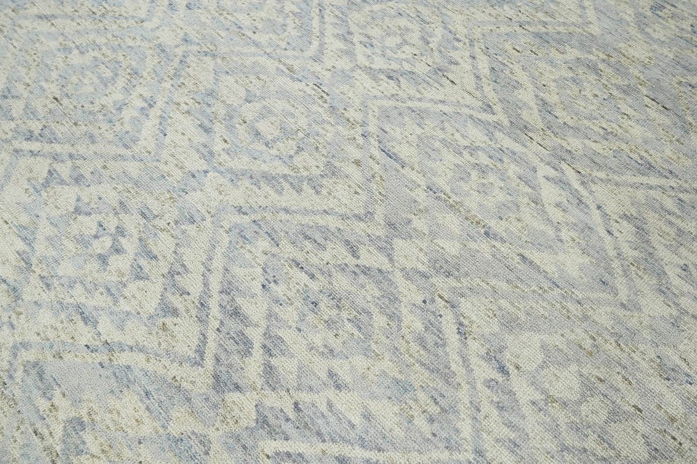 Multi Size Gray Beige Blue Color Hand Knotted  Wool Transitional Oriental Rug