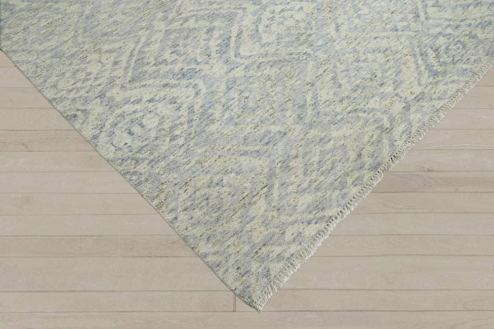 Multi Size Gray Beige Blue Color Hand Knotted  Wool Transitional Oriental Rug