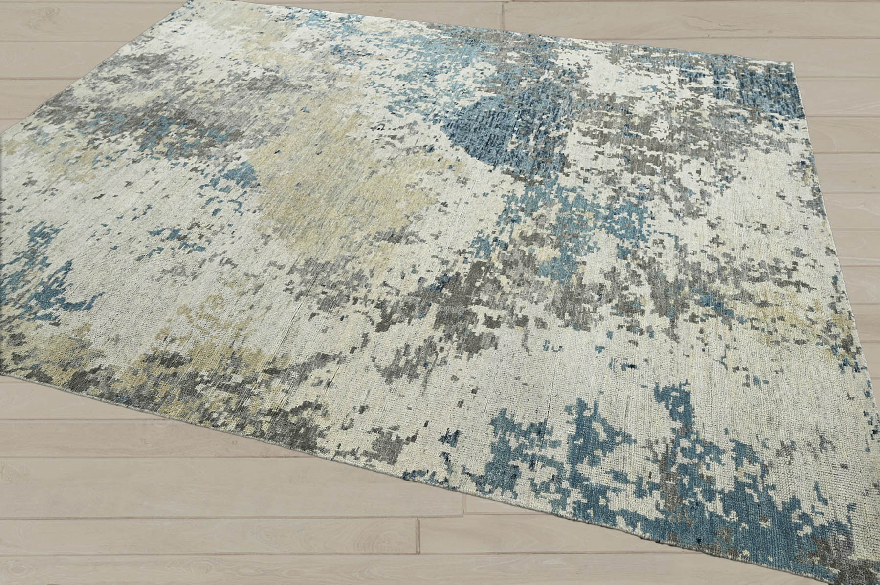 Multi Size Gray Beige Moss Color Hand Knotted  Wool Modern Oriental Rug