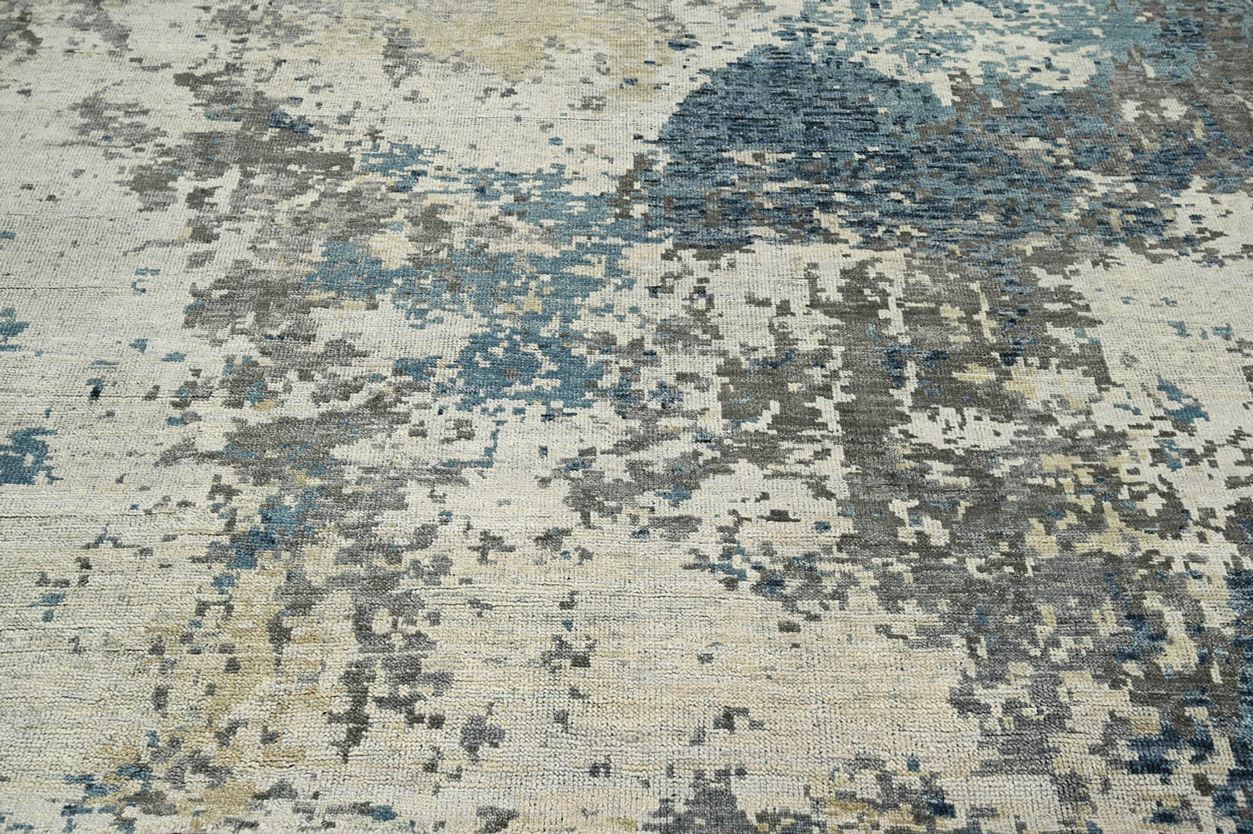 Multi Size Gray Beige Moss Color Hand Knotted  Wool Modern Oriental Rug