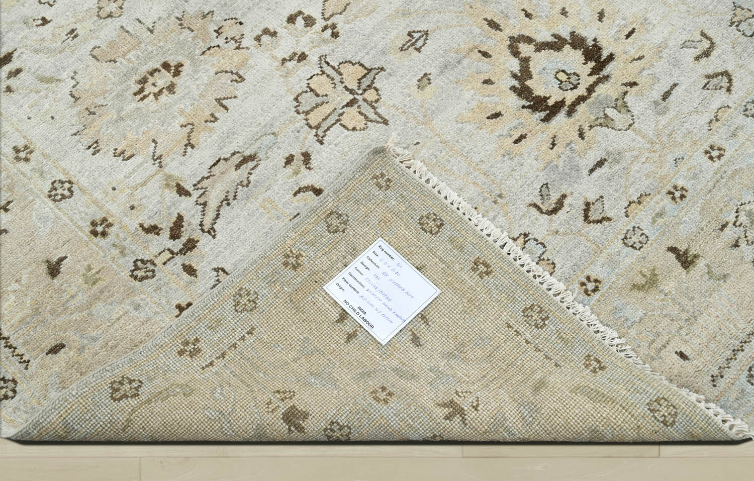 6x9 Gray Beige, Taupe, Brown Color Hand Knotted Oushak Wool Traditional Oriental Rug