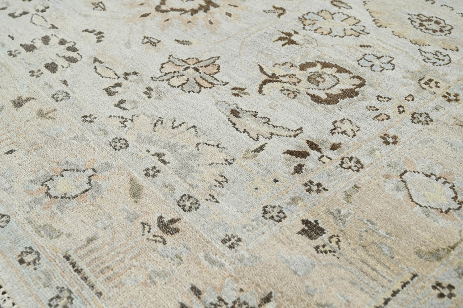 6x9 Gray Beige, Taupe, Brown Color Hand Knotted Oushak Wool Traditional Oriental Rug