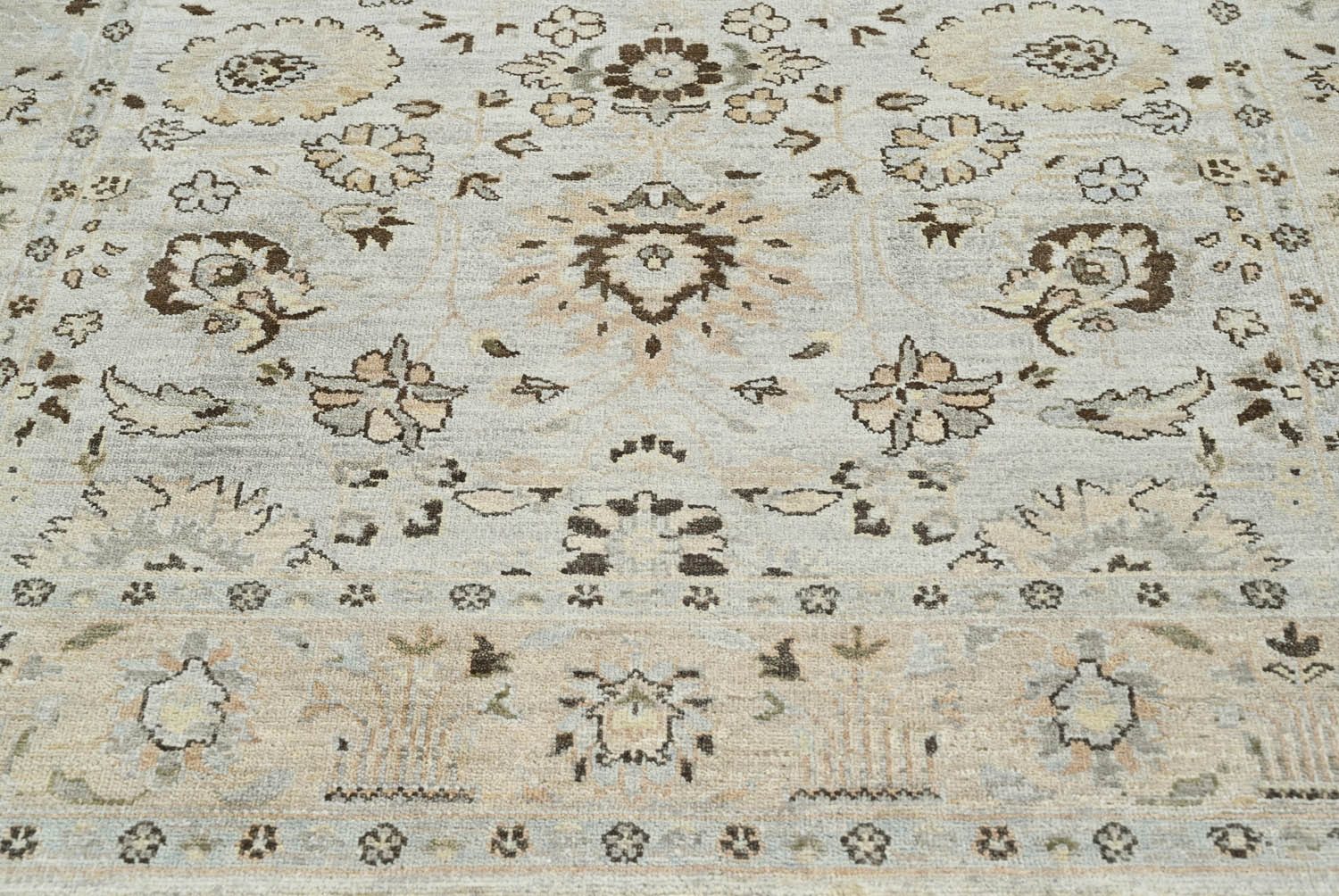 6x9 Gray Beige, Taupe, Brown Color Hand Knotted Oushak Wool Traditional Oriental Rug