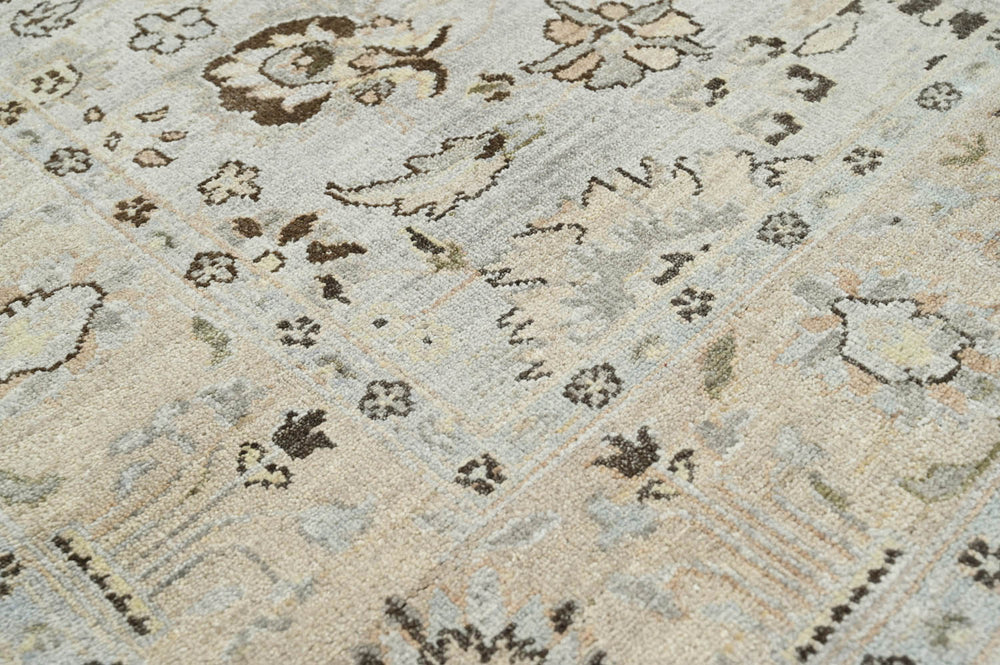 6x9 Gray Beige, Taupe, Brown Color Hand Knotted Oushak Wool Traditional Oriental Rug
