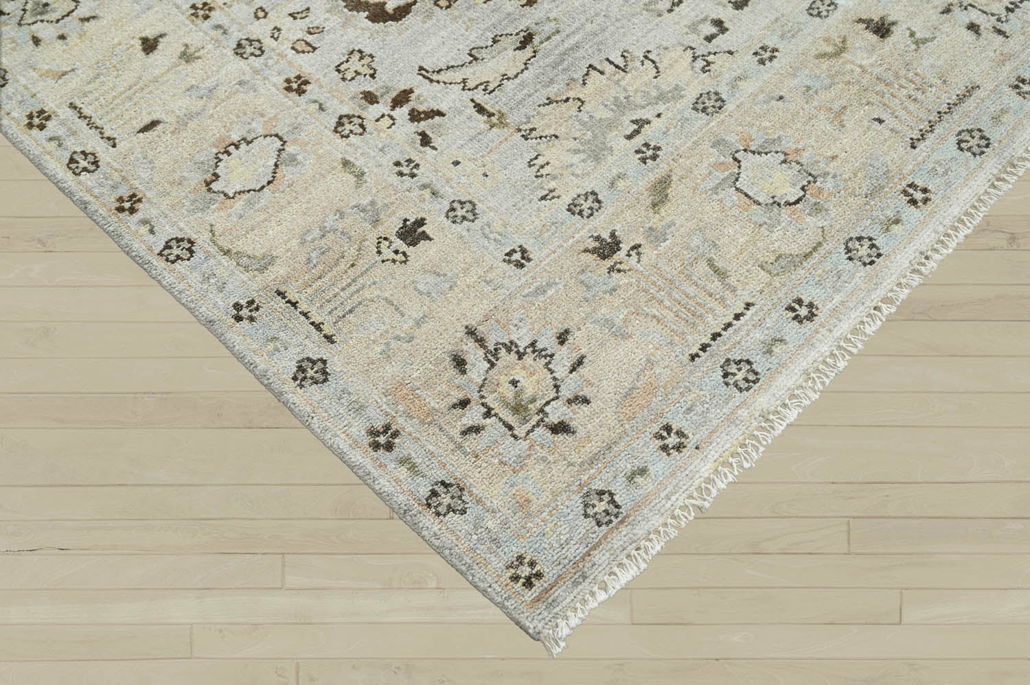 6x9 Gray Beige, Taupe, Brown Color Hand Knotted Oushak Wool Traditional Oriental Rug