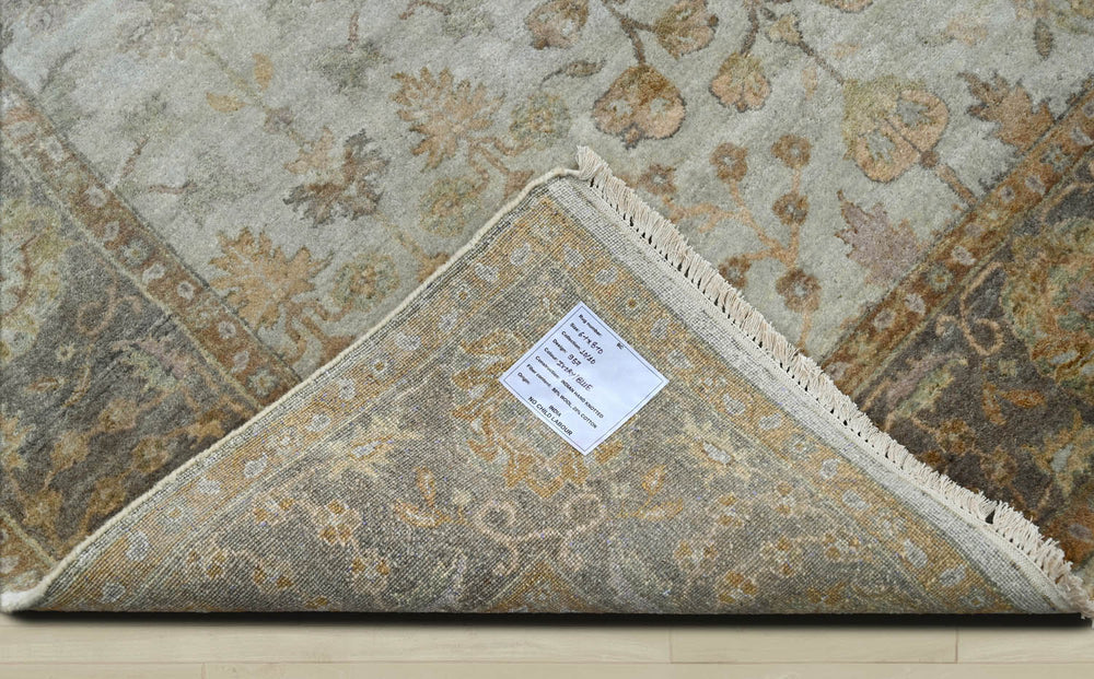 6x9 Gray, Gold, Brown Color Hand Knotted Oushak Wool Traditional Oriental Rug