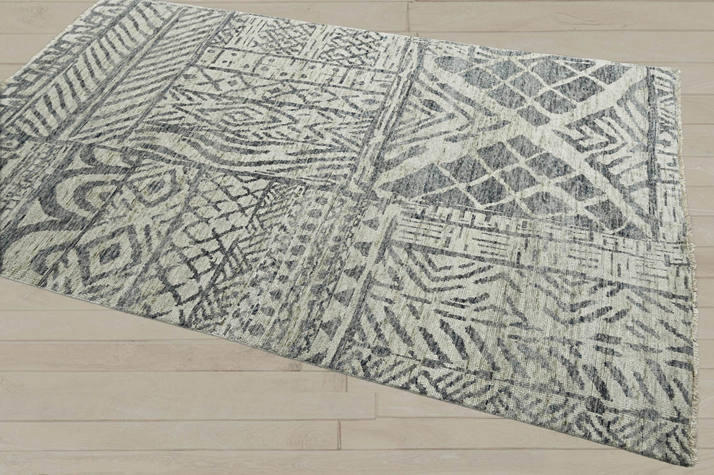 5x8 Gray Beige, , Color Hand Knotted  100% Wool Modern & Contemporary Oriental Rug
