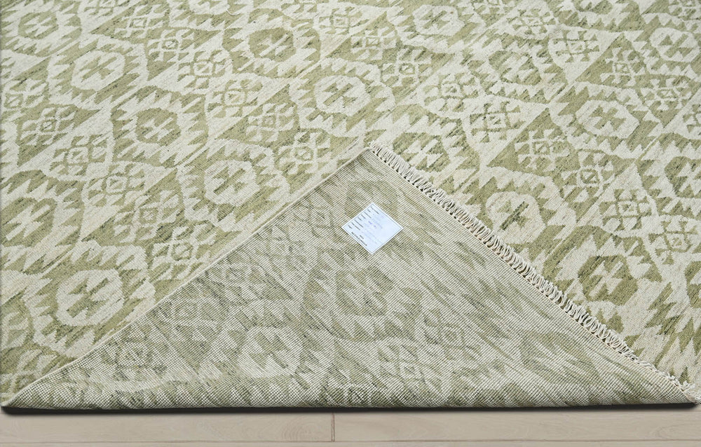10x14 Beige, Green, Color Hand Knotted  100% Wool Southwestern Oriental Rug