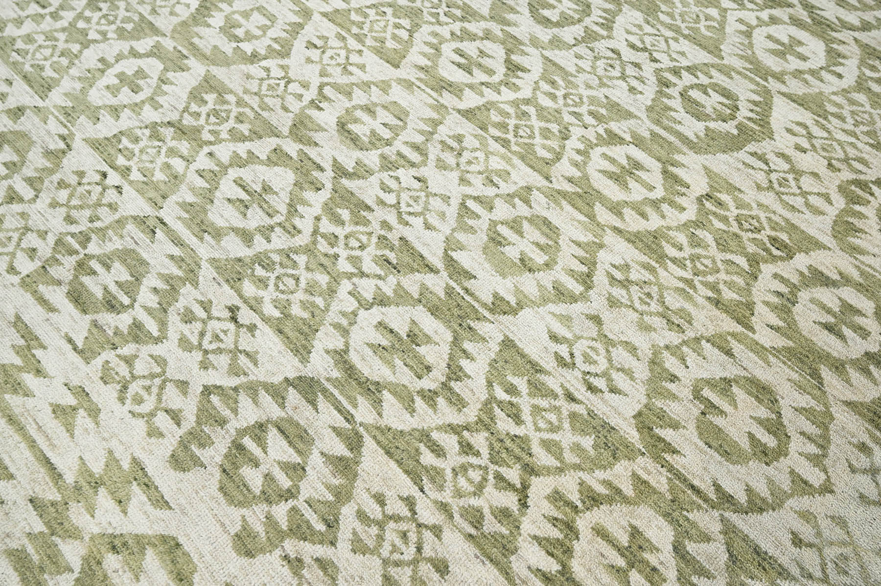 10x14 Beige, Green, Color Hand Knotted  100% Wool Southwestern Oriental Rug