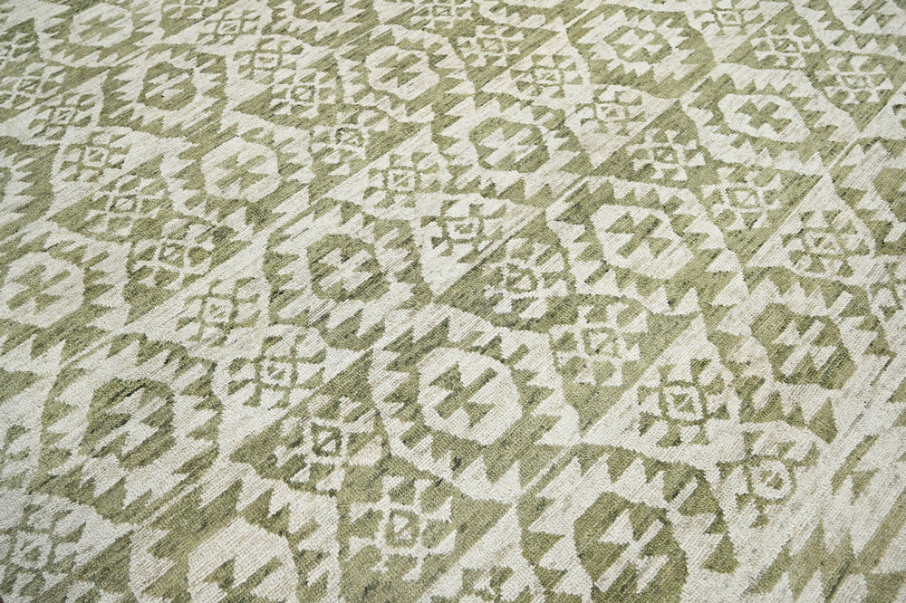 10x14 Beige, Green, Color Hand Knotted  100% Wool Southwestern Oriental Rug