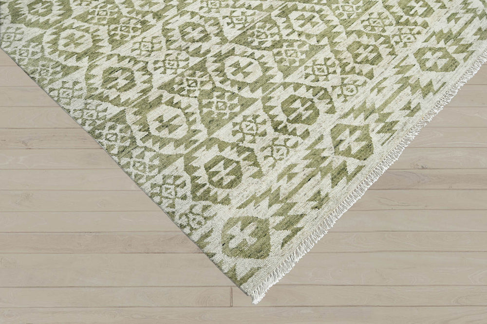 10x14 Beige, Green, Color Hand Knotted  100% Wool Southwestern Oriental Rug