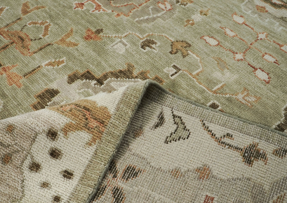 12x15 Sage, Green, Beige Color Hand Knotted Oushak Wool  Oriental Rug
