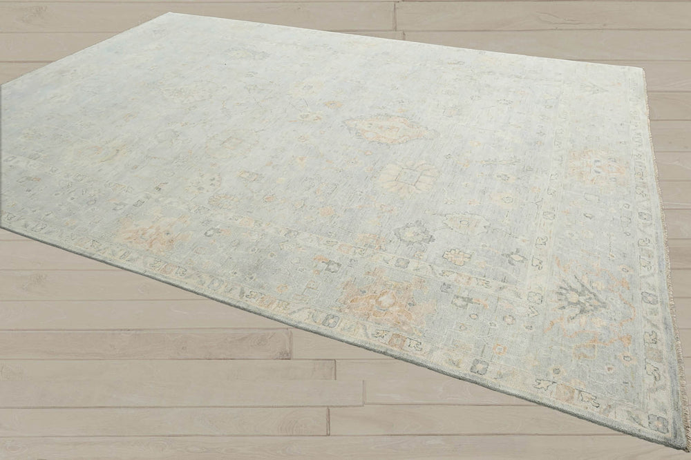 Multi Size Gray Slate Beige Color Hand Knotted Oushak Wool Traditional Oriental Rug