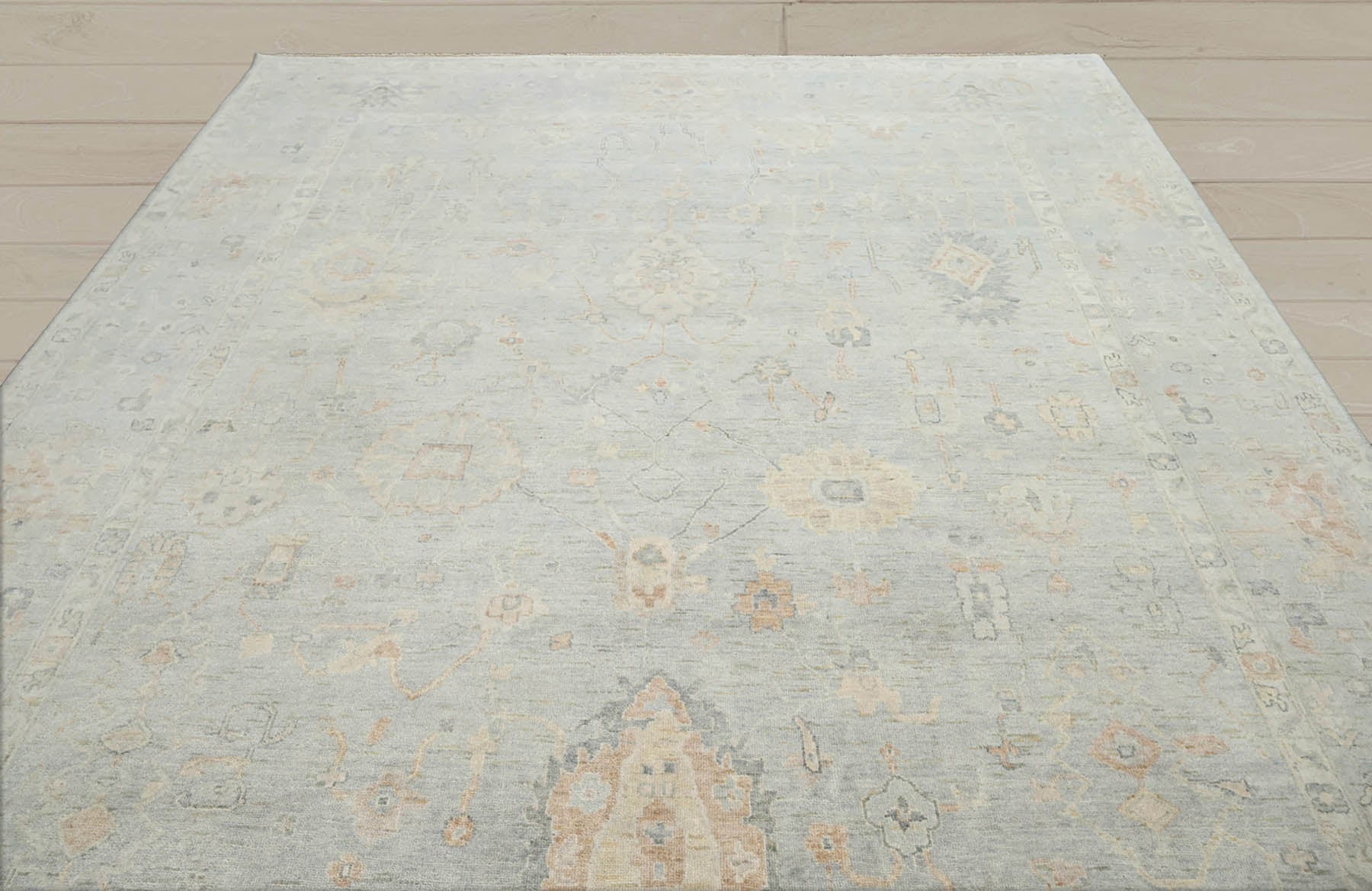 Multi Size Gray Slate Beige Color Hand Knotted Oushak Wool Traditional Oriental Rug