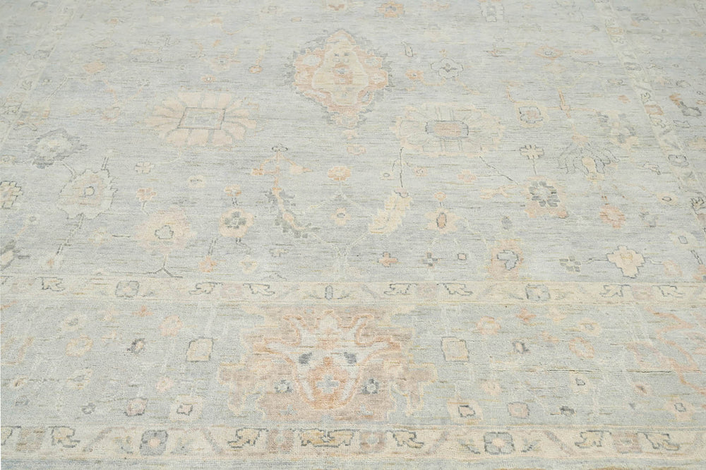 Multi Size Gray Slate Beige Color Hand Knotted Oushak Wool Traditional Oriental Rug