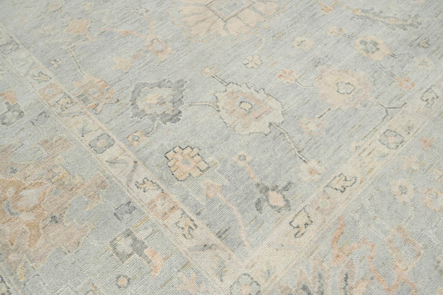 Multi Size Gray Slate Beige Color Hand Knotted Oushak Wool Traditional Oriental Rug