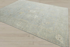Multi Size Slate Gray Beige Color Hand Knotted Afghan Oushak Wool Traditional Oriental Rug