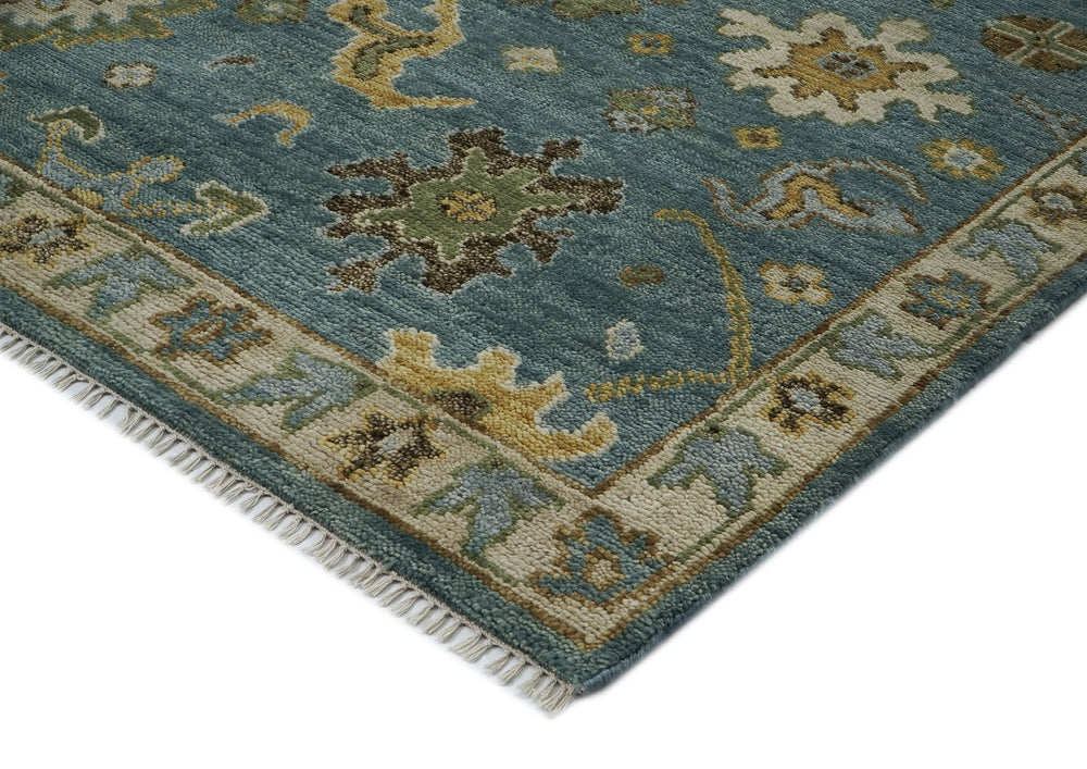 9x12 Celadon, Lime, Gold Color Hand Knotted Oushak Wool  Oriental Rug