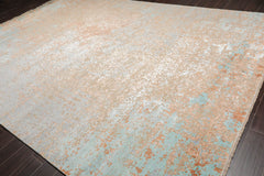 10x14 Aqua, Tan, Brown Color Hand Knotted  100% Wool Modern & Contemporary Oriental Rug