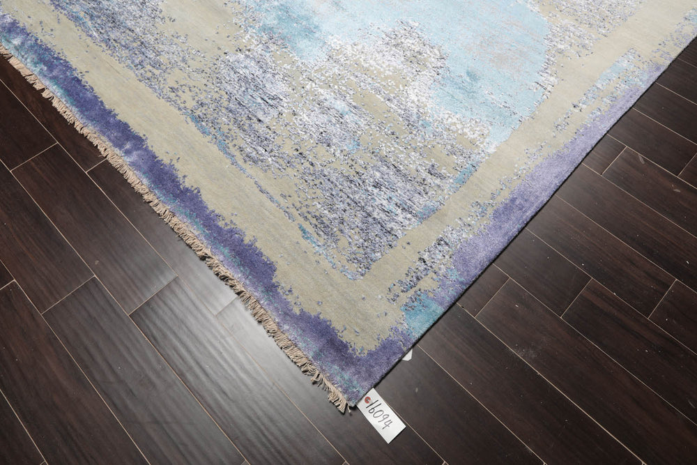 9x12 Blue, Gray, Purple Color Hand Knotted Sherpa 100% Wool Modern & Contemporary Oriental Rug