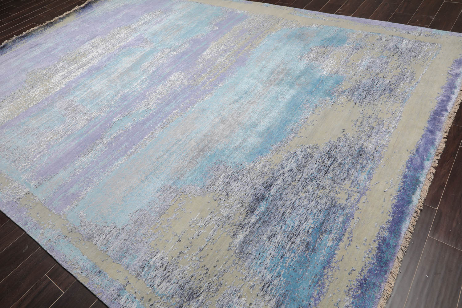 9x12 Blue, Gray, Purple Color Hand Knotted Sherpa 100% Wool Modern & Contemporary Oriental Rug