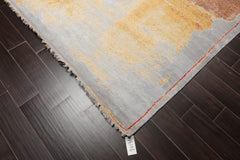 8x10 Gray, Gold, Peach Color Hand Knotted Sherpa 100% Wool Modern & Contemporary Oriental Rug