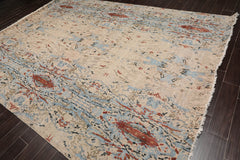 9x12 Beige, Blue, Rust Color Hand Knotted Sherpa 100% Wool Modern & Contemporary Oriental Rug