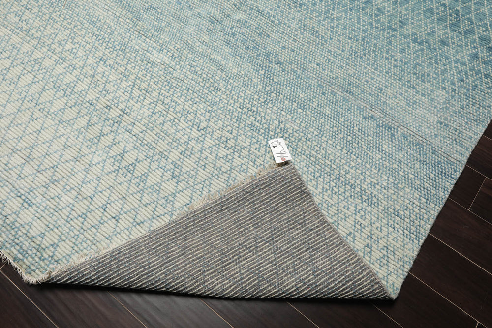 9x12 Aqua, Beige, Color Hand Knotted  100% Wool Modern Oriental Rug