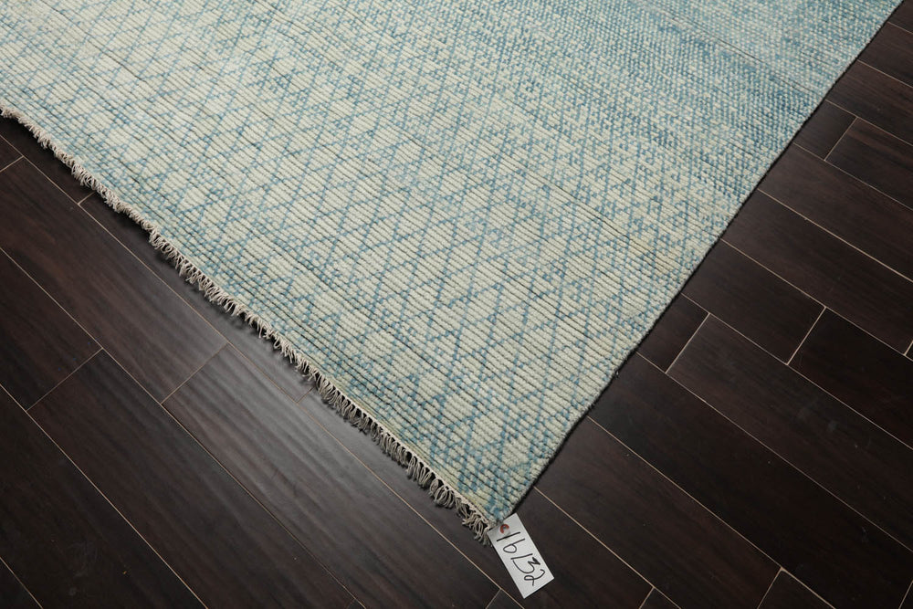 9x12 Aqua, Beige, Color Hand Knotted  100% Wool Modern Oriental Rug