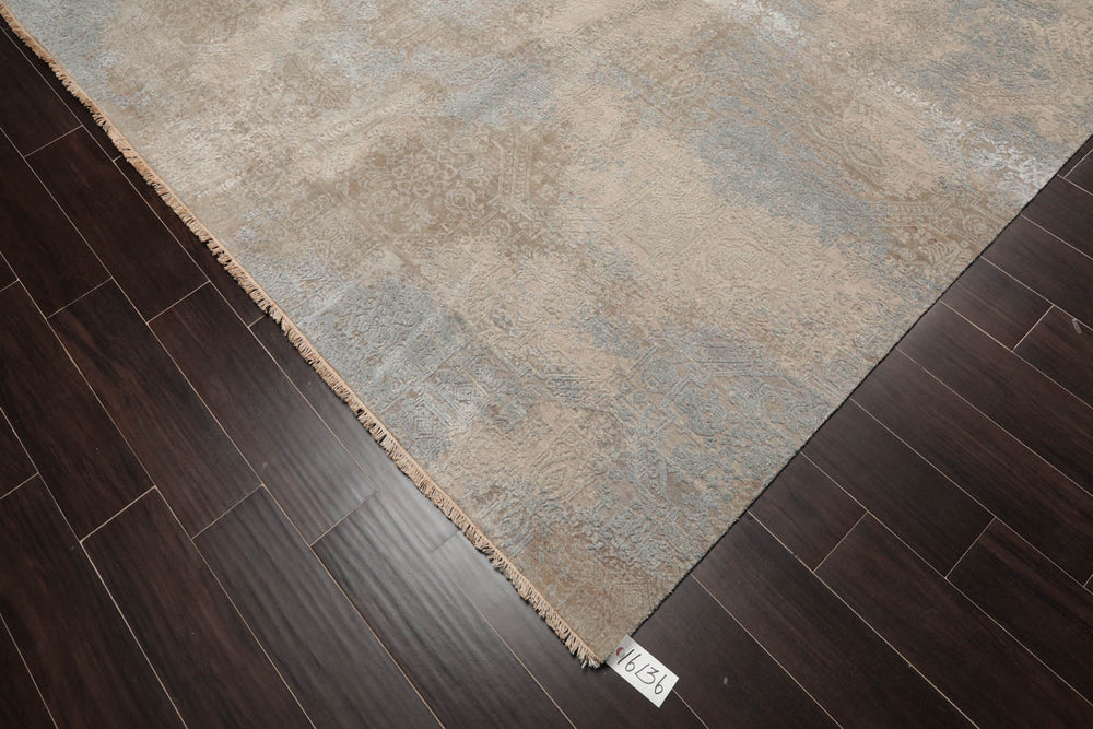 9x12 Beige, Gray, Tan Color Hand Knotted Sherpa 100% Wool Modern & Contemporary Oriental Rug