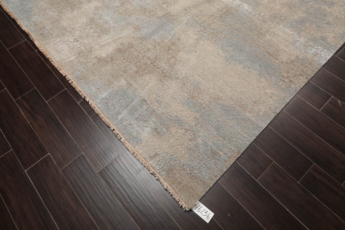9x12 Beige, Gray, Tan Color Hand Knotted Sherpa 100% Wool Modern & Contemporary Oriental Rug
