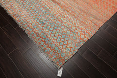 8x10 Orange, Blue, Beige Color Hand Knotted  100% Wool Modern Oriental Rug