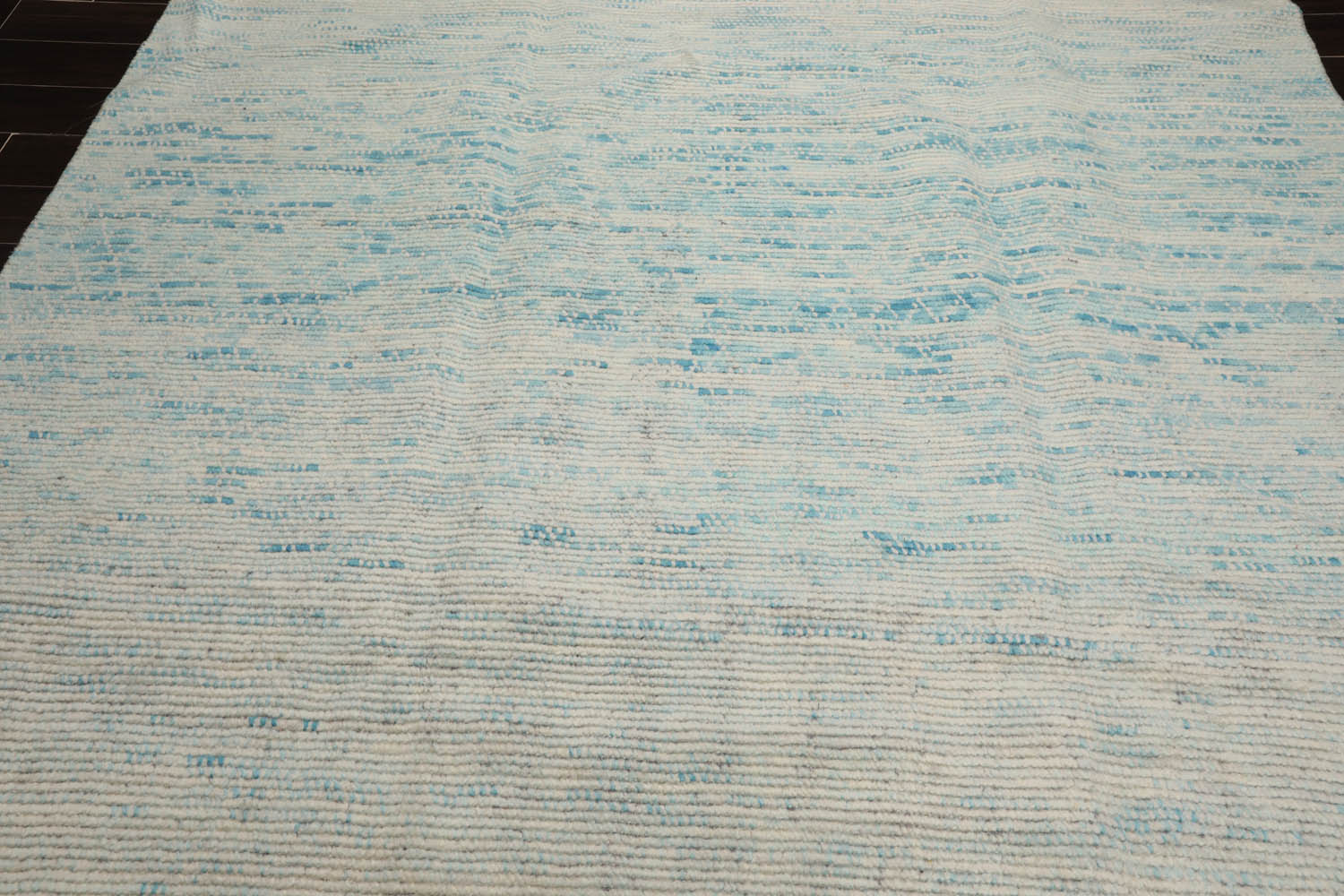 8x10 Ivory, Aqua, Blue Color Hand Knotted  100% Wool Modern Oriental Rug