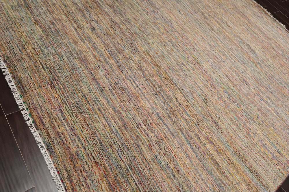 8x10 Tan, Beige, Turquoise Color Hand Knotted  100% Wool Modern Oriental Rug