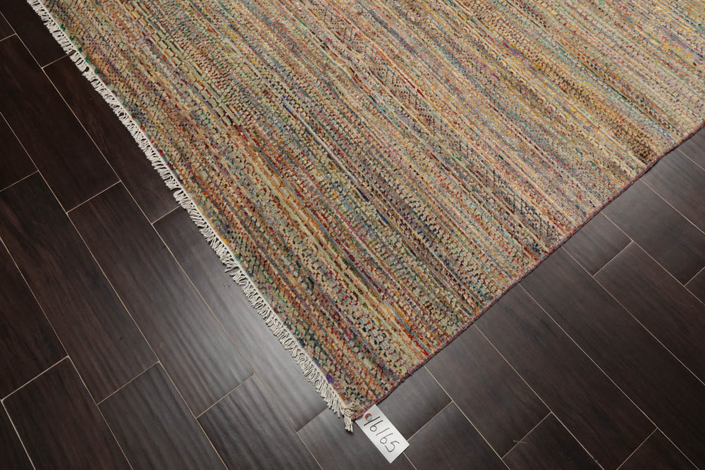 8x10 Tan, Beige, Turquoise Color Hand Knotted  100% Wool Modern Oriental Rug