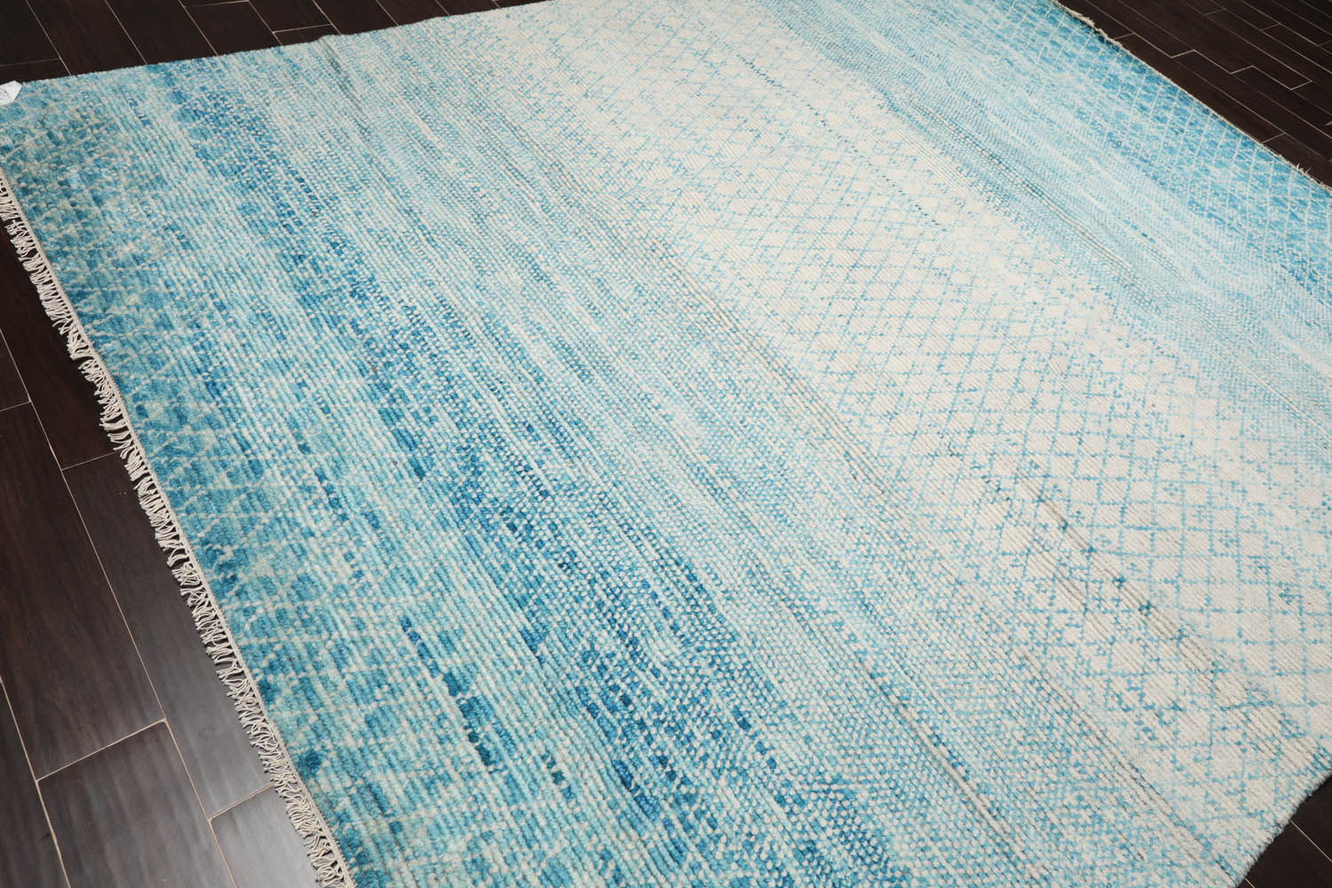 8x10 Ivory, Aqua, Color Hand Knotted  100% Wool Modern Oriental Rug