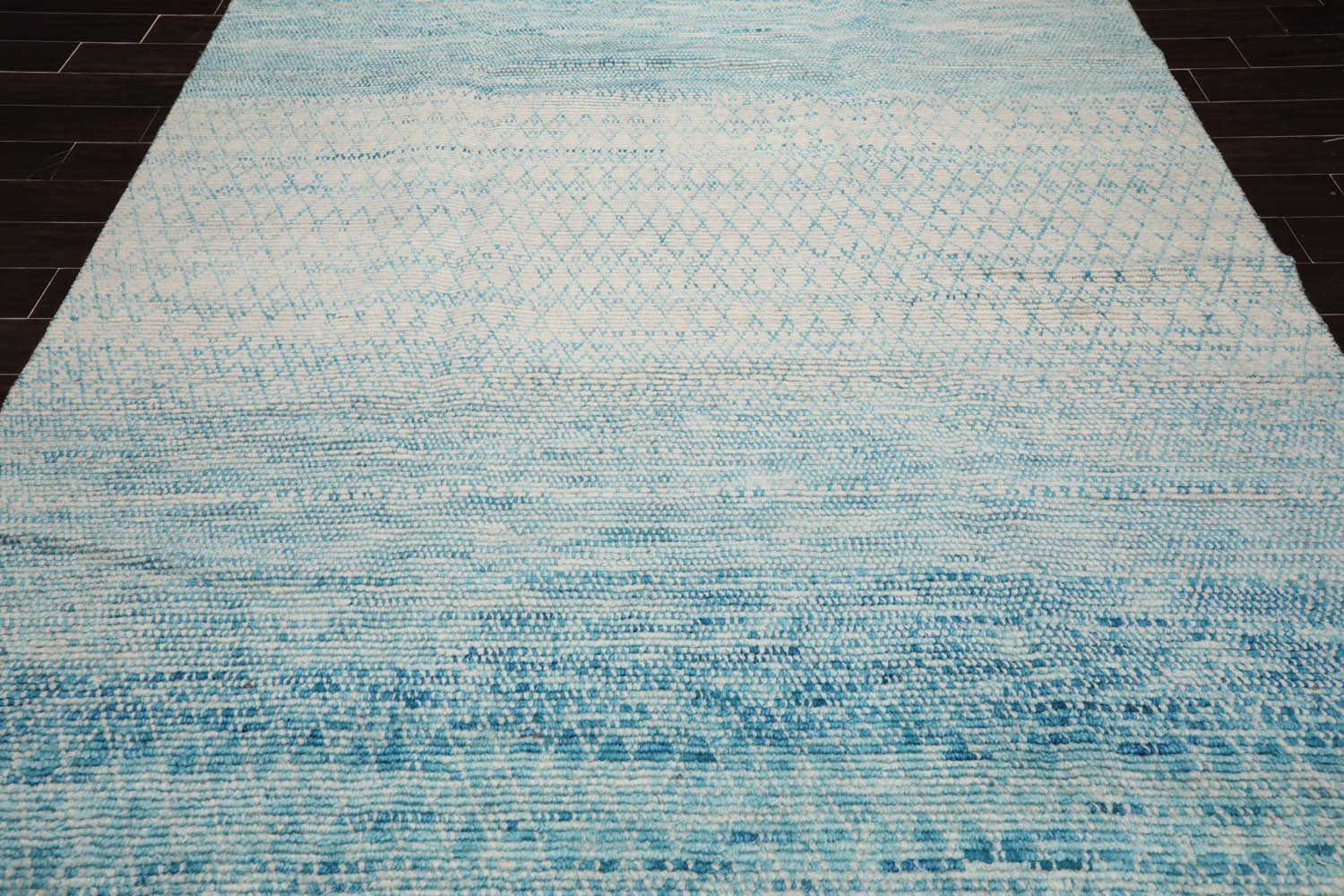 8x10 Ivory, Aqua, Color Hand Knotted  100% Wool Modern Oriental Rug