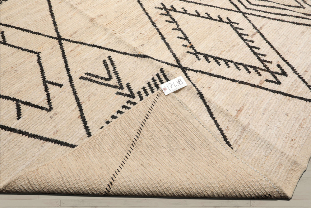Palace Ivory, Black, Color Hand Knotted Afghan Moroccan wool Modern & Contemporary Oriental Rug