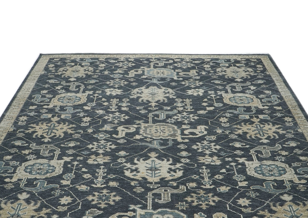 9x12 Blue, Slate, Beige Color Hand Knotted Oushak Wool  Oriental Rug