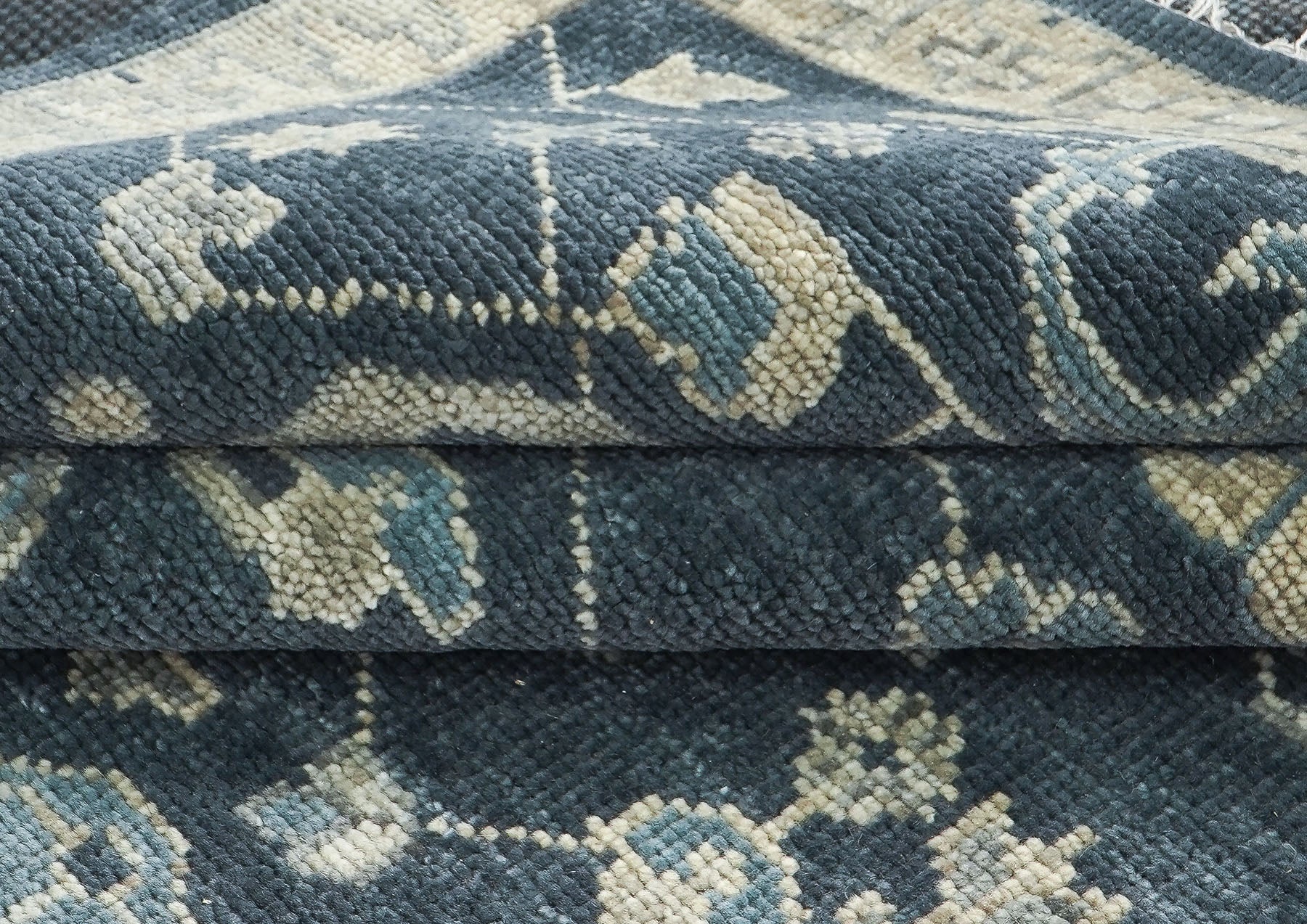 9x12 Blue, Slate, Beige Color Hand Knotted Oushak Wool  Oriental Rug