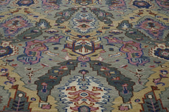 9x12 Gray, Tan, Rose Color Hand Knotted Oushak Wool  Oriental Rug