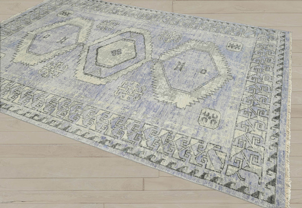 Multi Size Gray Lavender Charcoal Color Hand Knotted Indo Oushak Wool Traditional Oriental Rug
