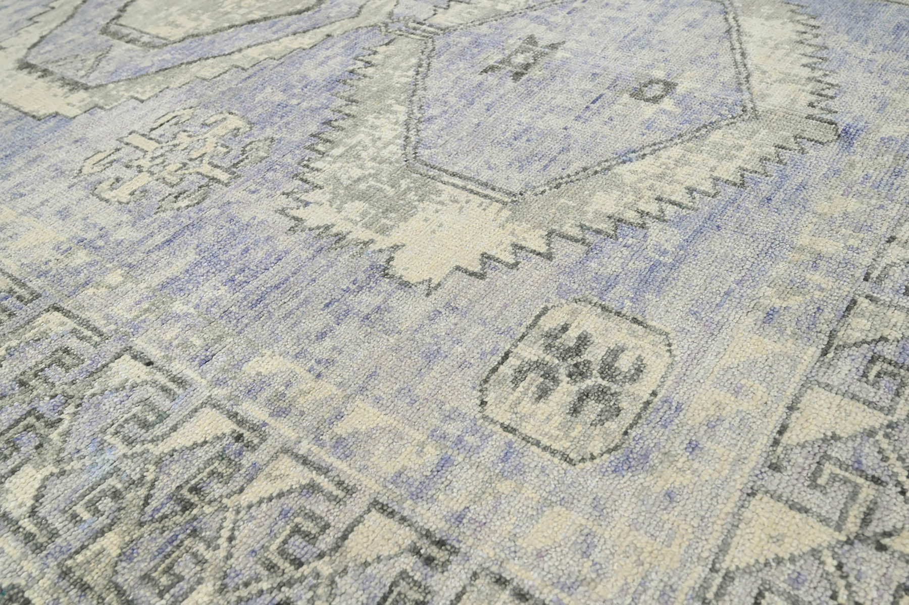 Multi Size Gray Lavender Charcoal Color Hand Knotted Indo Oushak Wool Traditional Oriental Rug