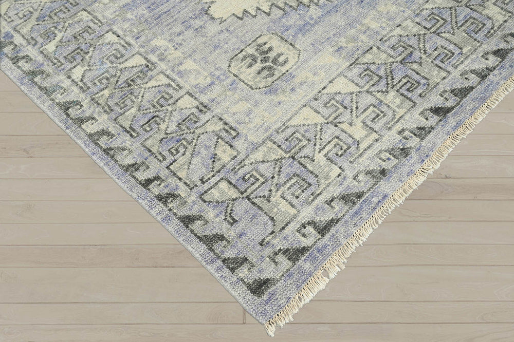 Multi Size Gray Lavender Charcoal Color Hand Knotted Indo Oushak Wool Traditional Oriental Rug