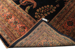 Palace Royal Blue, Rose, Aqua Color Hand Knotted Sarouk New Zealand Wool Traditional Oriental Rug