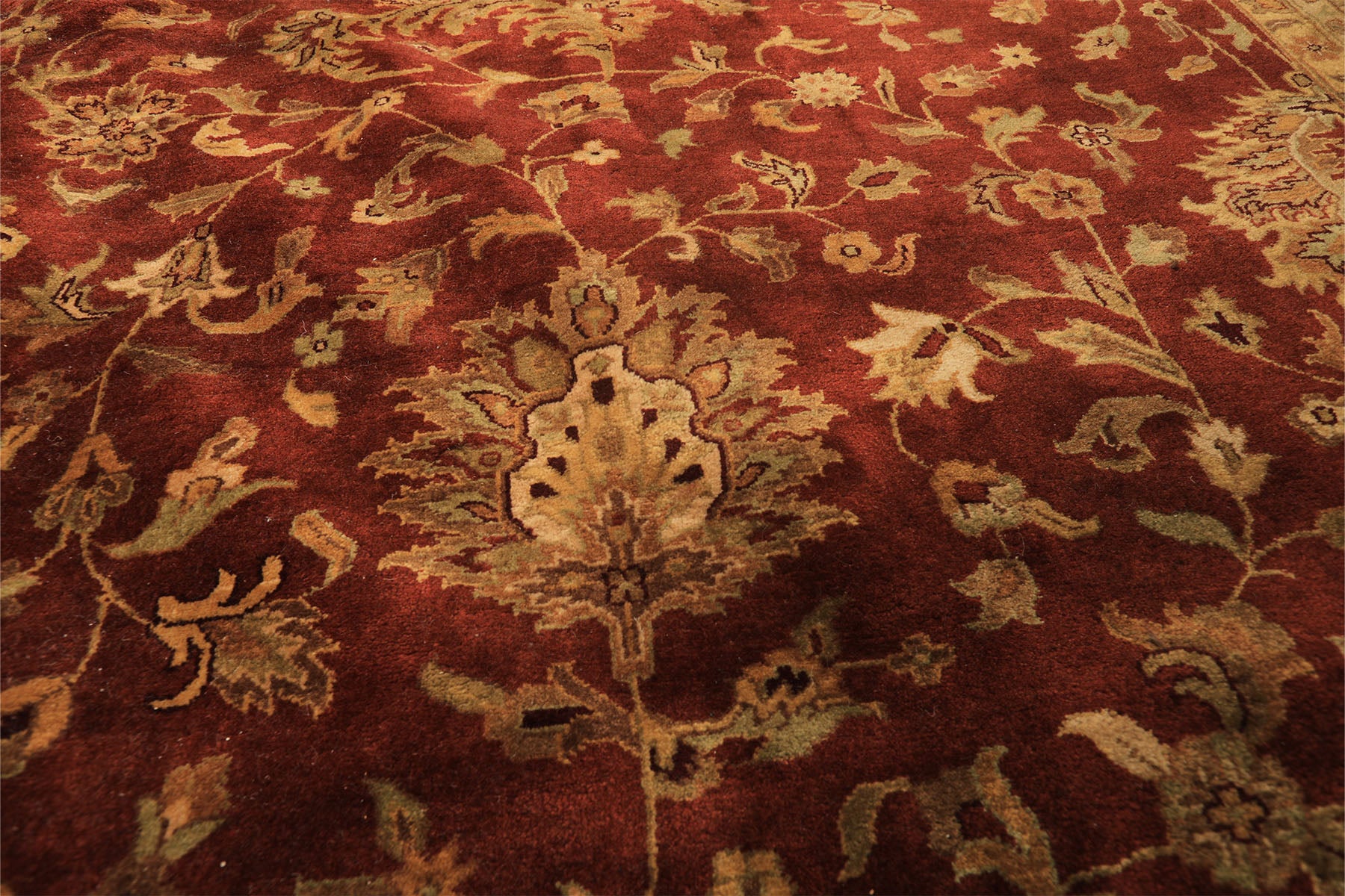 12x18 Rust, Gold, Sage Color Hand Knotted Agra Wool Traditional Oriental Rug
