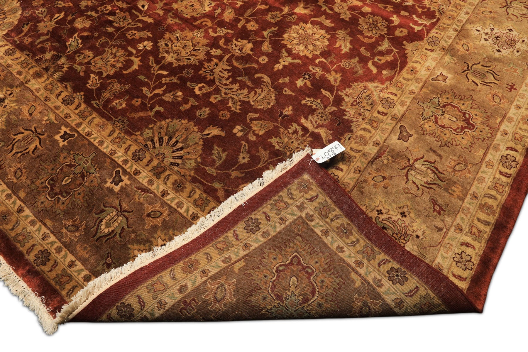 12x18 Rust, Gold, Sage Color Hand Knotted Agra Wool Traditional Oriental Rug