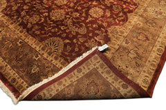 12x18 Rust, Gold, Sage Color Hand Knotted Agra Wool Traditional Oriental Rug